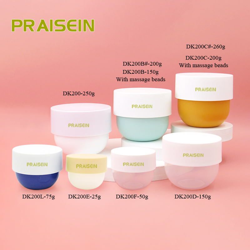 Supply the newly designed plastic skin cream packaging container 150g/200g/250g/260g round wide mouth body cream jar with roller