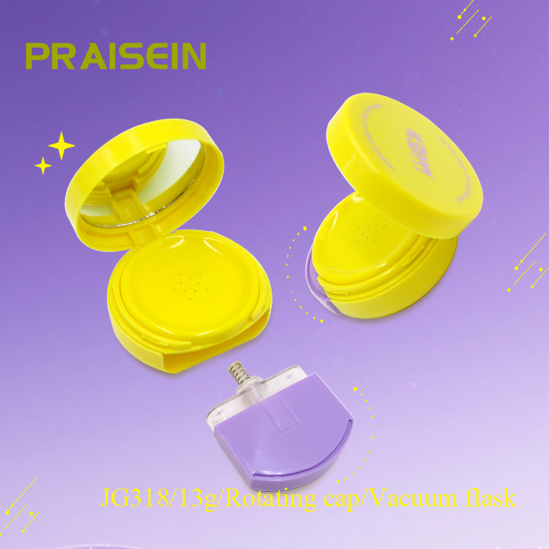 New press type vacuum air cushion case plastic packaging custom logo 13g circular screw lid air cushion foundation case
