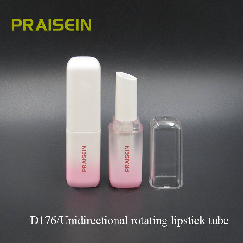 Private Customized Unidirectional Rotating Lipstick Tube square Gradient pink Lipstick Container Cosmetic Plastic Packaging