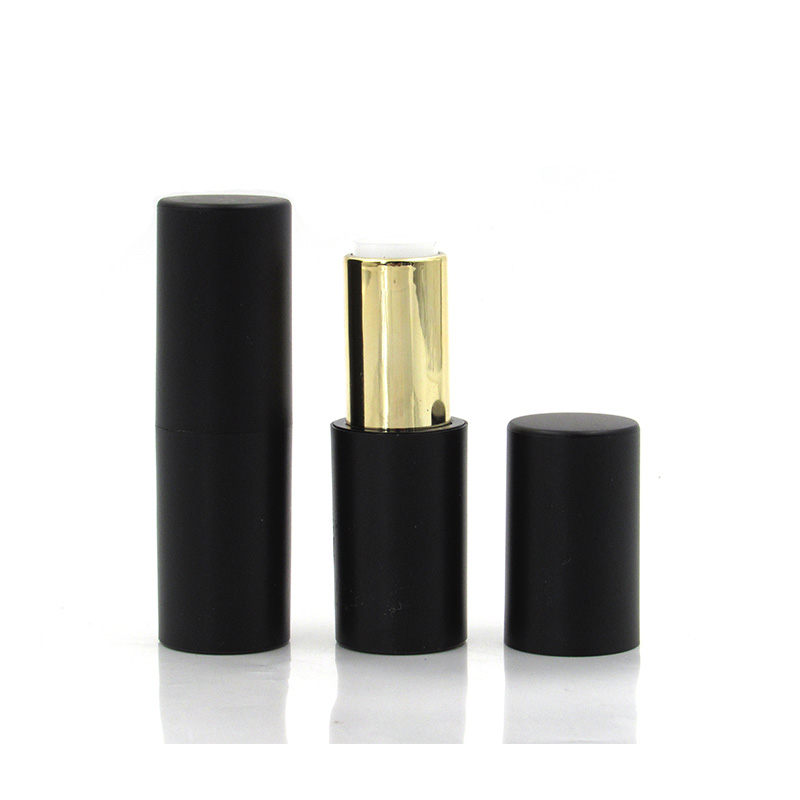 Wholesale round cosmetic empty lipstick tube with magnetic Plastic black lipstick container packaging Support custom processing