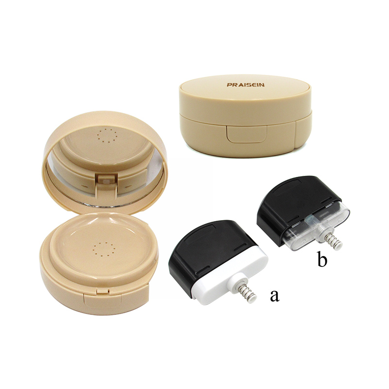 New press type airless air cushion case plastic packaging custom logo 13g circular screw lid air cushion foundation case