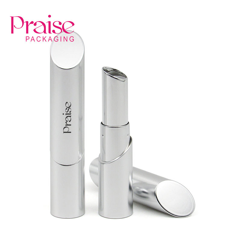 High-end production of new cosmetics plastic packaging, with slanted cover dumb silver lipstick tube containers factory outlet