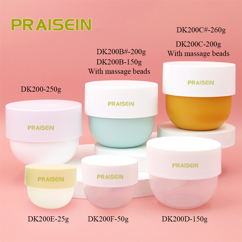 Supply the newly designed plastic skin cream packaging container 150g/200g/250g/260g round wide mouth body cream jar with roller