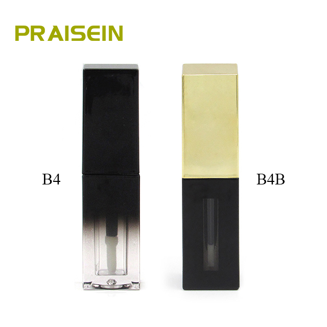 Custom design plastic black thick wall square empty makeup lip gloss tube container packaging