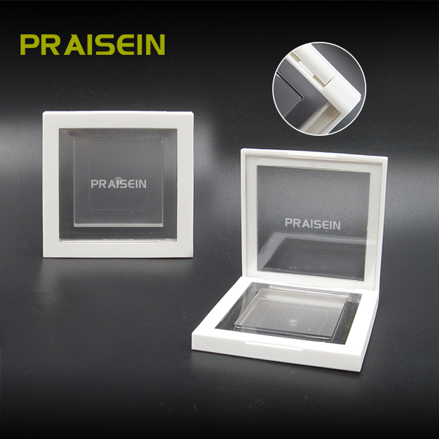 Factory produces square blush plastic packaging empty transparent cosmetic press powder compact case packaging