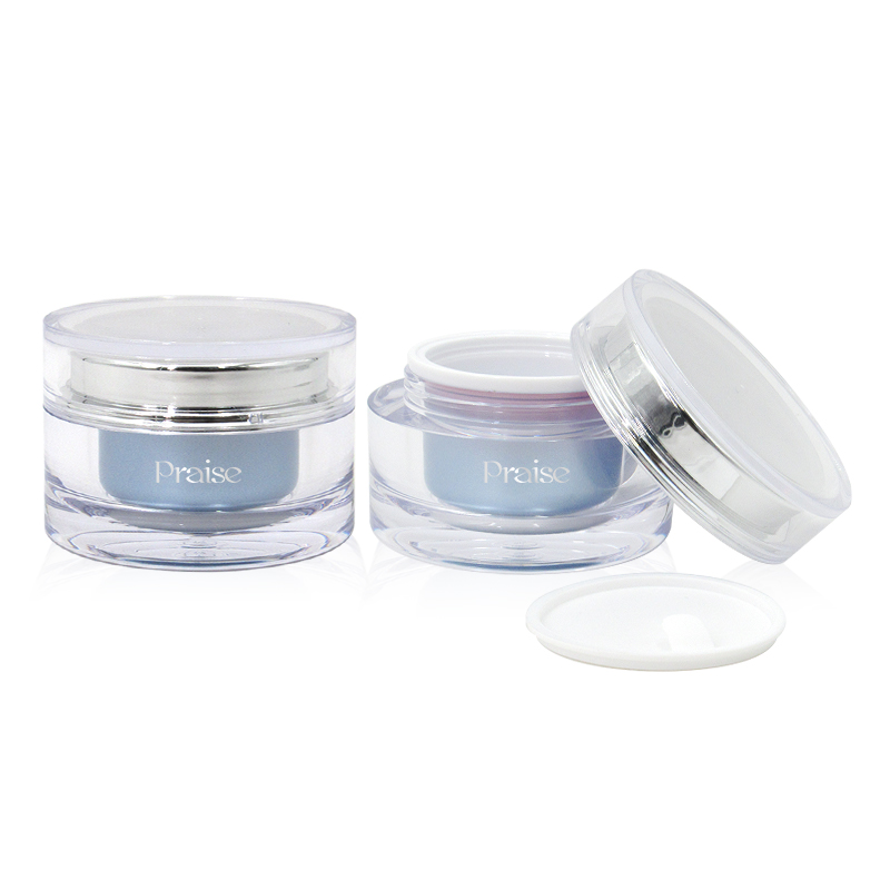 Luxury skincare packaging empty plastic cream jar with lid 50g round smooth cosmetic cream container