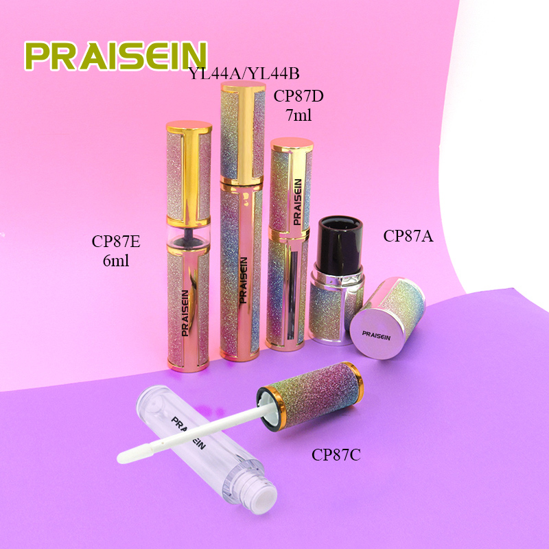 Rainbow mascara tube wholesale empty plastic mascara bottle with brush 6ml 7ml round lip gloss bottle packaging