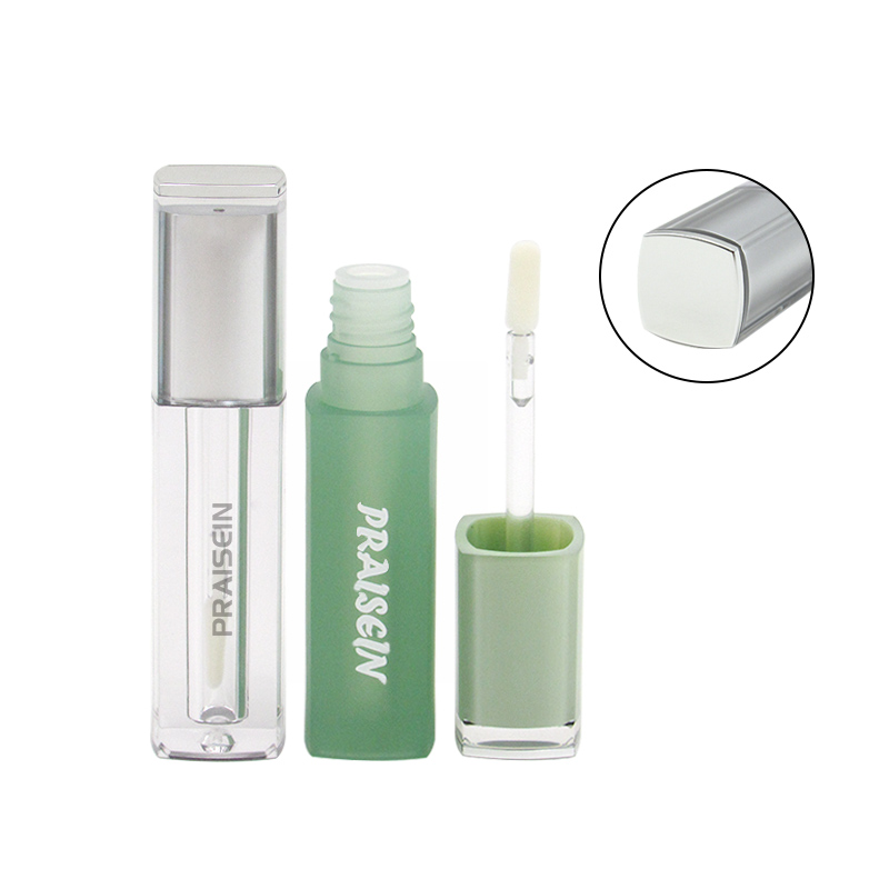 6ml square thick wall liquid lipstick container frosted green lip gloss tube packaging