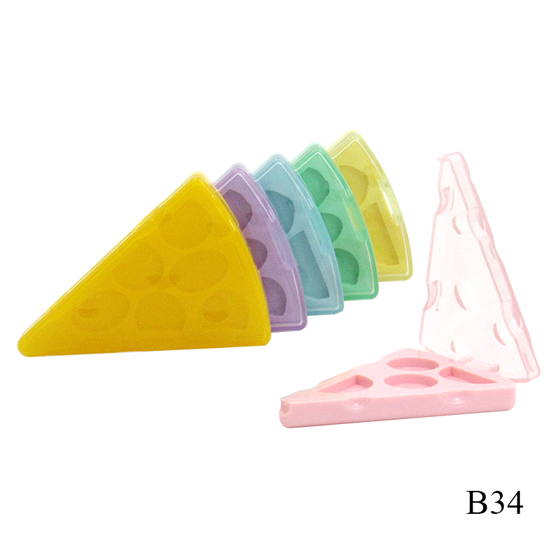 Creative triangle plastic empty eye shadow case custom 6 color children's face painting palette cosmetics packaging free sample