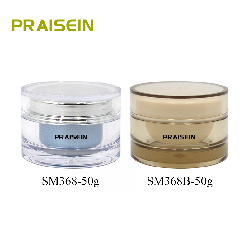 Luxury skincare packaging empty plastic cream jar with lid 50g round smooth cosmetic cream container