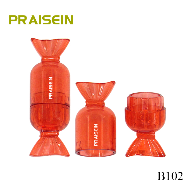 Custom empty red candy shaped plastic lip balm containers, lovely lipstick sample tube packaging