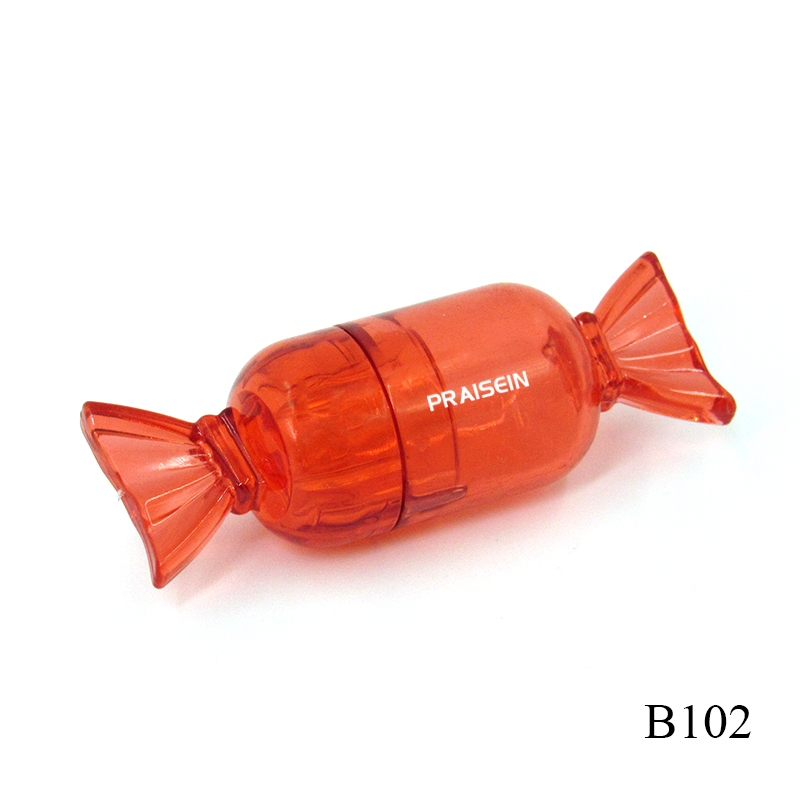 Custom empty red candy shaped plastic lip balm containers, lovely lipstick sample tube packaging