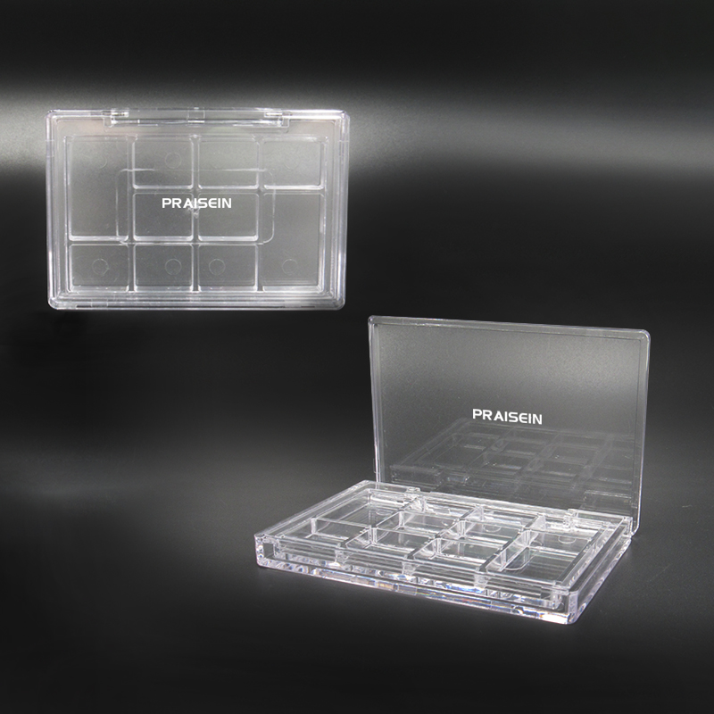 Specializing production of cosmetic eye shadow case packaging, square empty transparent plastic eyeshadow containers