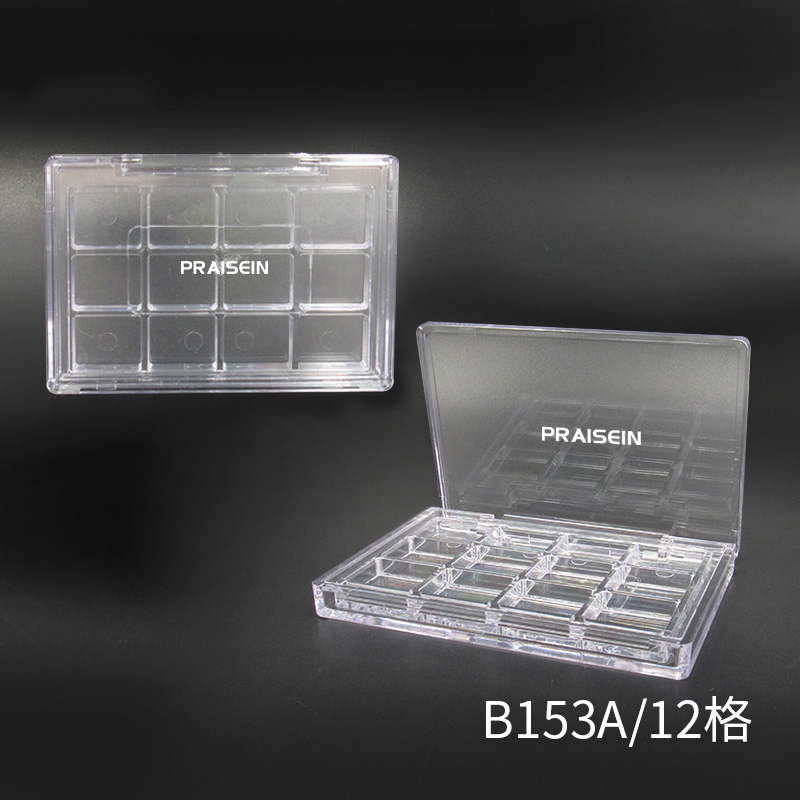 Specializing production of cosmetic eye shadow case packaging, square empty transparent plastic eyeshadow containers