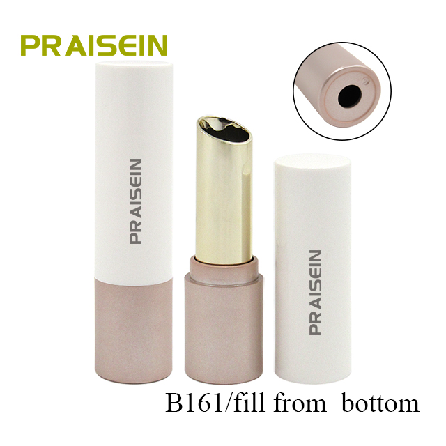 Spray metallic color round empty lipstick container custom clasp type flow backward lipstick tube cosmetic packaging