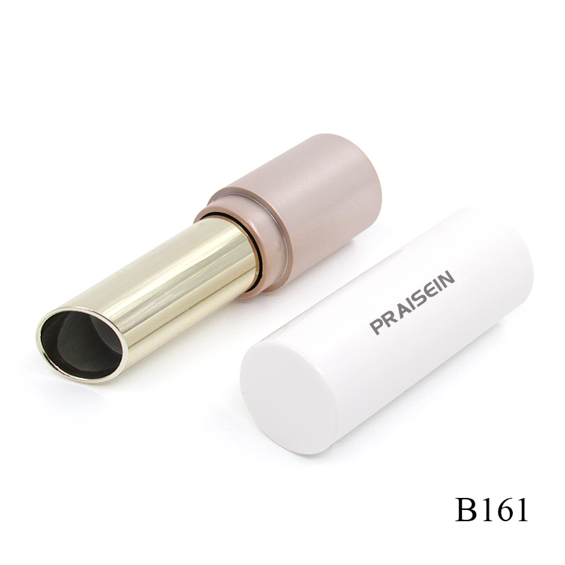 Spray metallic color round empty lipstick container custom clasp type flow backward lipstick tube cosmetic packaging