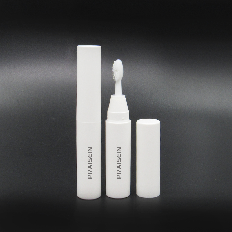 White plastic eyebrow brush packaging custom own brand portable round eyebrow makeup brush tool