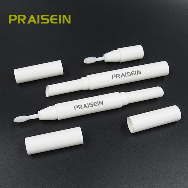 Custom label circular plastic eyebrow cream tube container wholesale double sided cosmetic eyebrow styling cream tube with brush