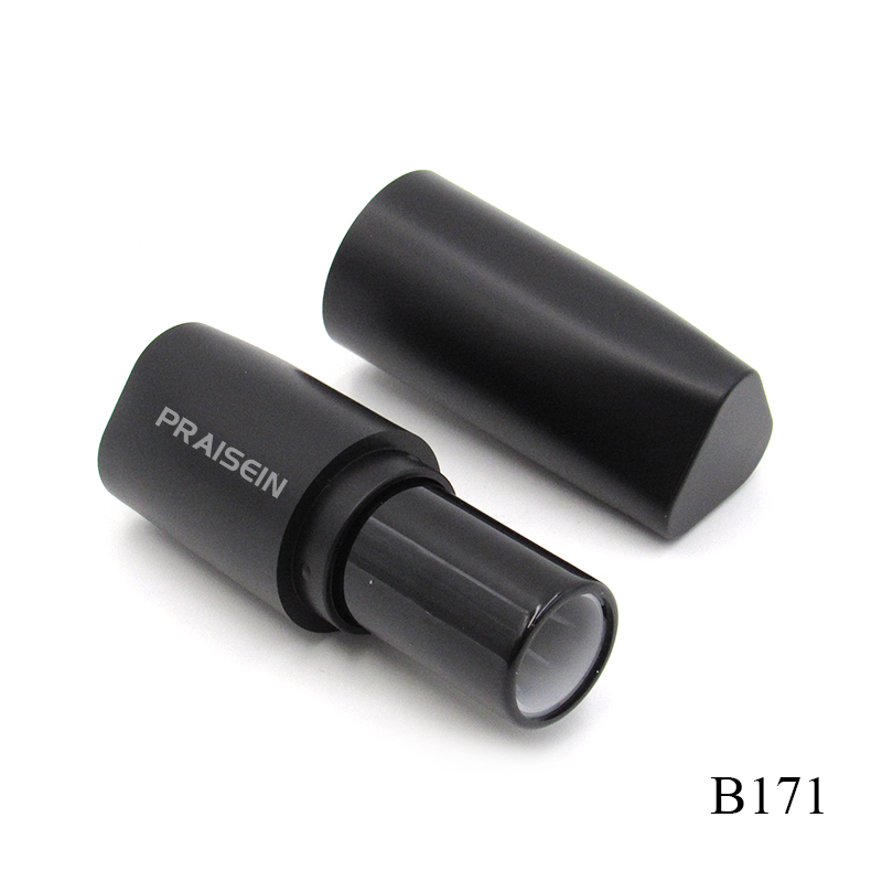 OEM ODM Empty plastic triangle base lipstick container weight 38g matte black refillable lipstick tube