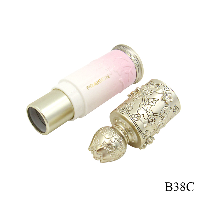 Custom flower shape relievo lipstick tube supplier round gold plastic empty tube for lipstick cosmetic packaging