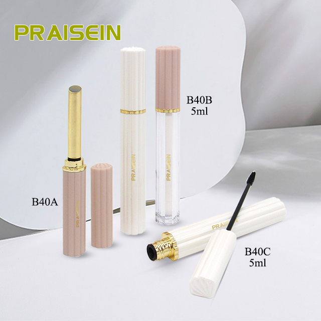 Custom private label plastic lipstick tube, 5ml shell type empty lip gloss container with wand, mascara tube packaging