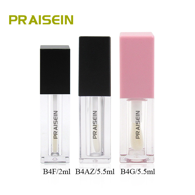 Square lip gloss tube empty cosmetic containers private label reusable transparent lip gloss tubes with wands packaging