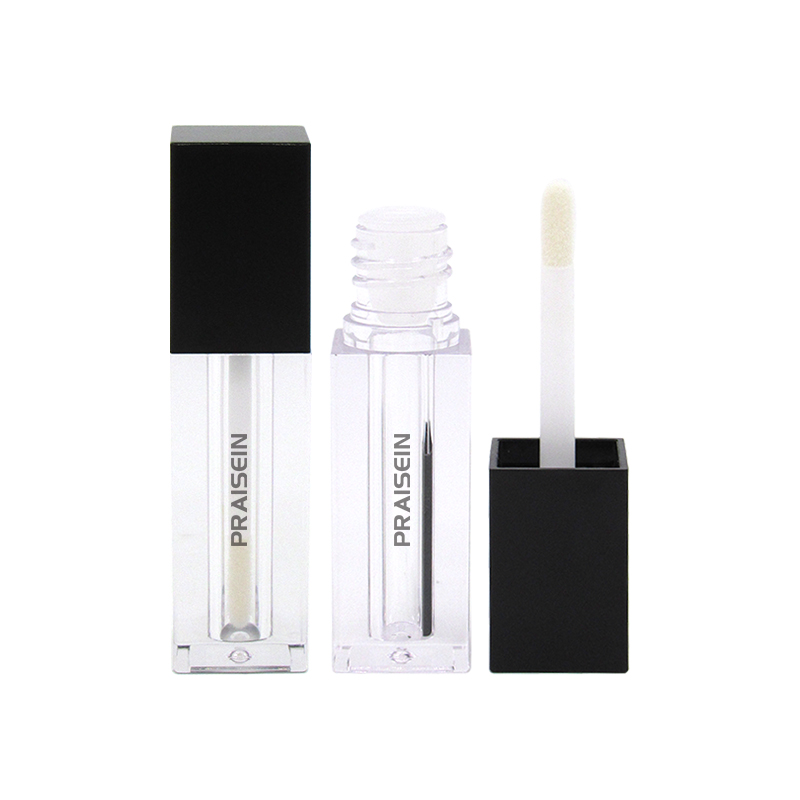 Square lip gloss tube empty cosmetic containers private label reusable transparent lip gloss tubes with wands packaging