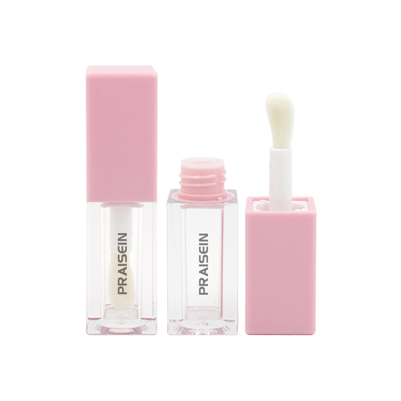 Square lip gloss tube empty cosmetic containers private label reusable transparent lip gloss tubes with wands packaging