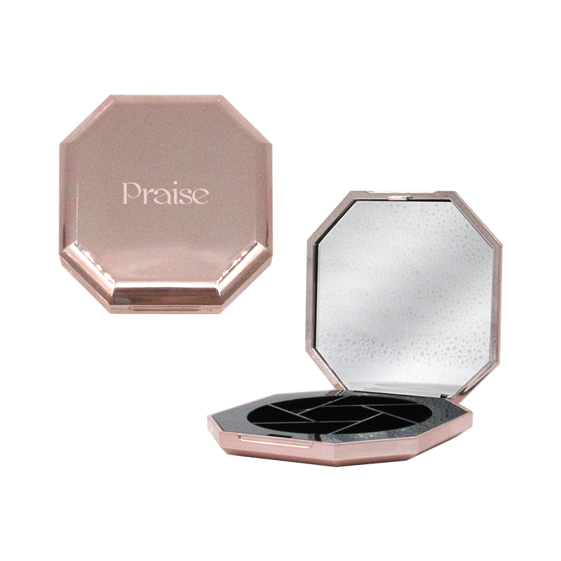 Rose gold cosmetic eyeshadow palette plastic packaging octagonal eye shadow case compact powder case