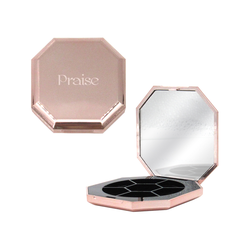 Rose gold cosmetic eyeshadow palette plastic packaging octagonal eye shadow case compact powder case