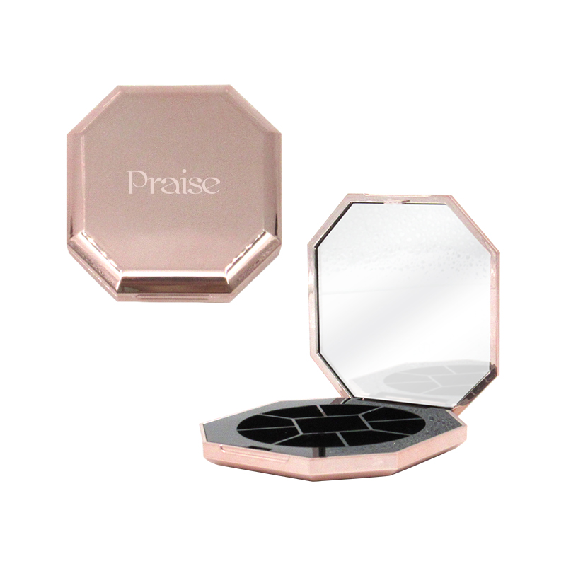 Rose gold cosmetic eyeshadow palette plastic packaging octagonal eye shadow case compact powder case