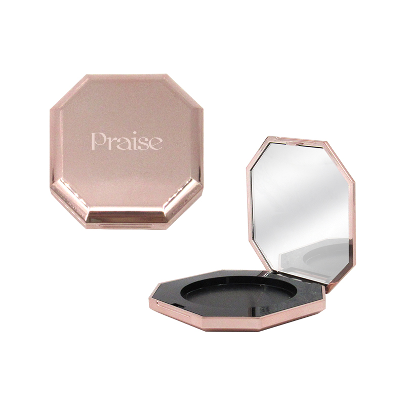 Rose gold cosmetic eyeshadow palette plastic packaging octagonal eye shadow case compact powder case