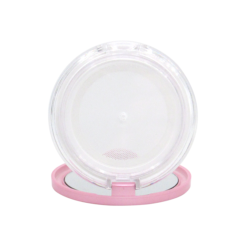 Custom portable plastic loose powder compact container, clamshell type empty makeup powder case packaging