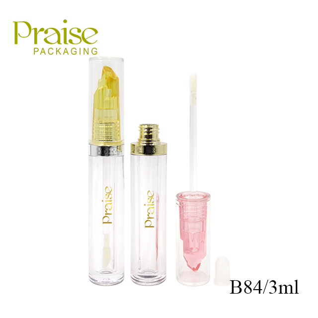 New cylindrical empty transparent lipgloss container cosmetic packaging plastic lip gloss tube custom logo