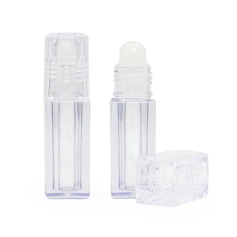 Cosmetics container package 2.5ml/3ml/6.5ml square thick wall plastic empty clear roller bottle for essential oil, perfume