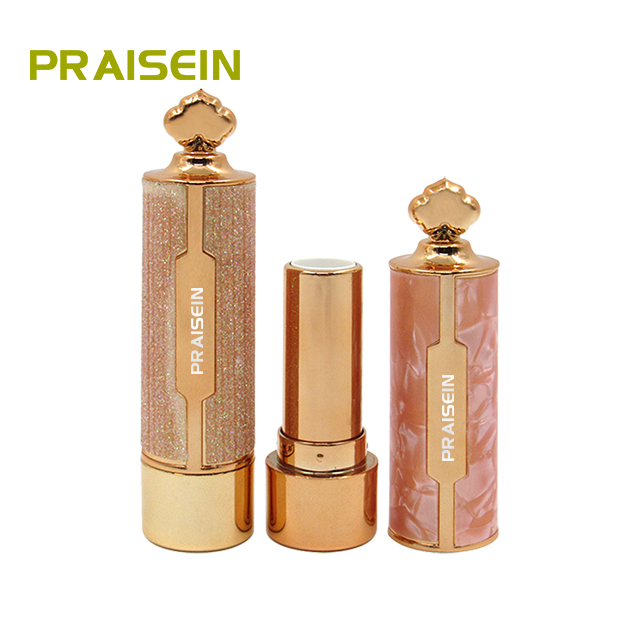 Private label 12.2mm plastic lipstick container custom empty round gold lipstick tube packaging wholesale