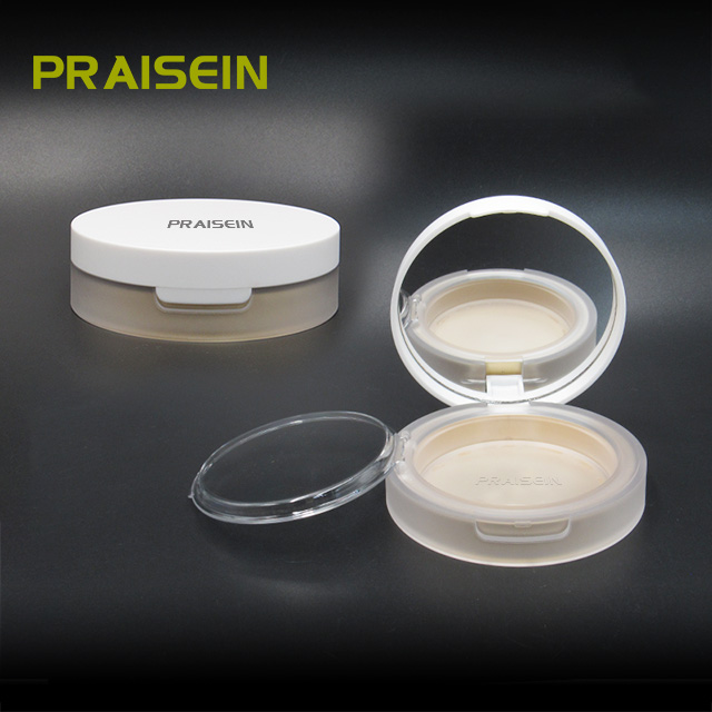 Custom clasp plastic powder compact box wholesale double-deck empty powder compact container cosmetic packaging