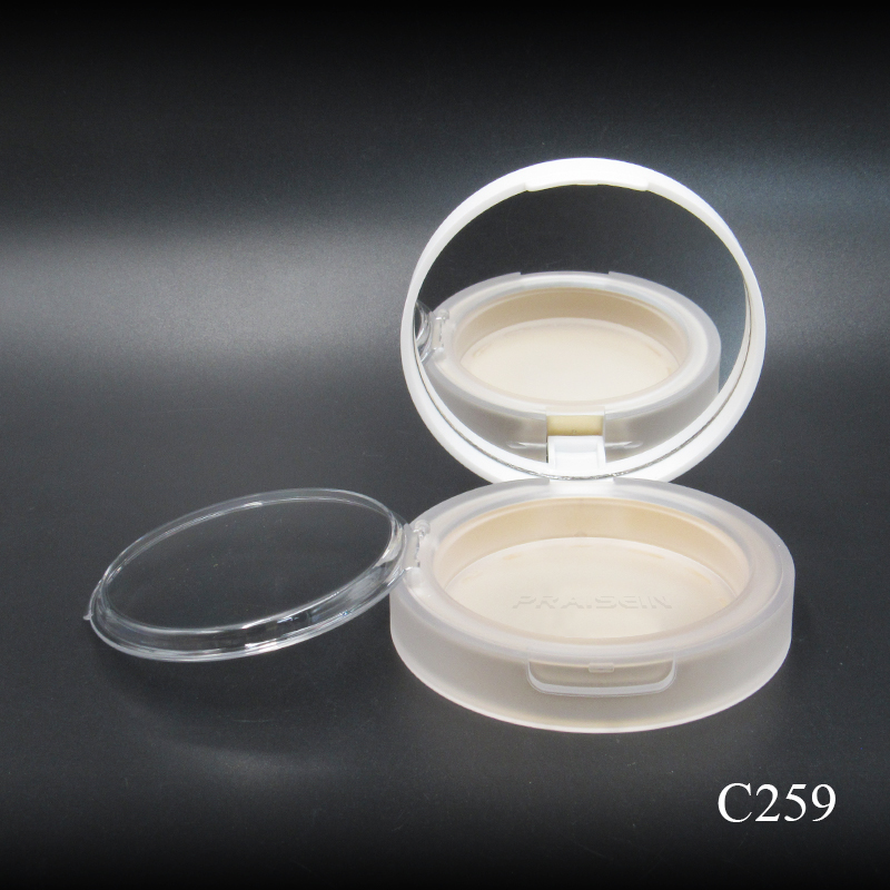 Custom clasp plastic powder compact box wholesale double-deck empty powder compact container cosmetic packaging