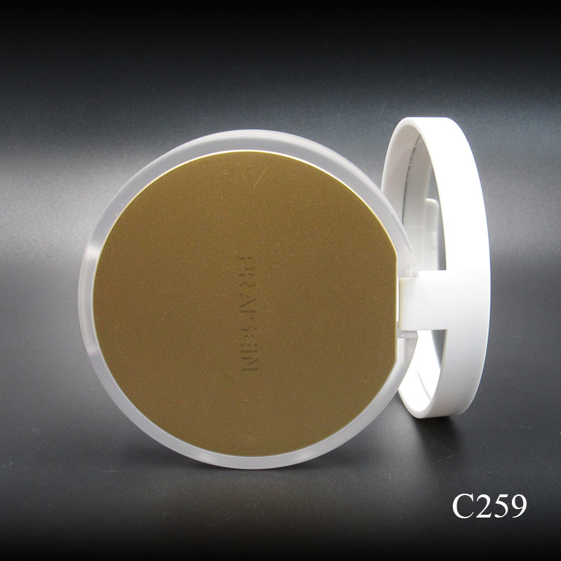 Custom clasp plastic powder compact box wholesale double-deck empty powder compact container cosmetic packaging