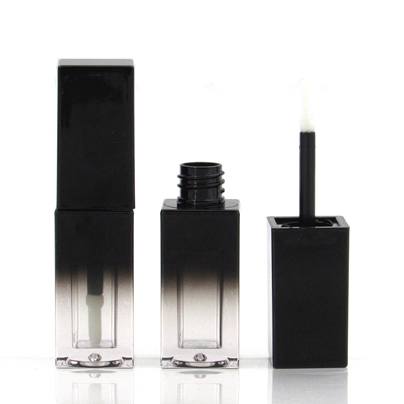 Custom design plastic black thick wall square empty makeup lip gloss tube container packaging