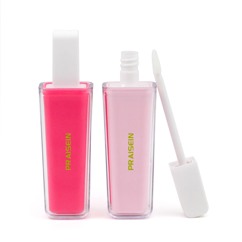 Wholesale Pink Ice cream lip gloss tube 4g 10g plastic clear cosmetic lip gloss container with brush