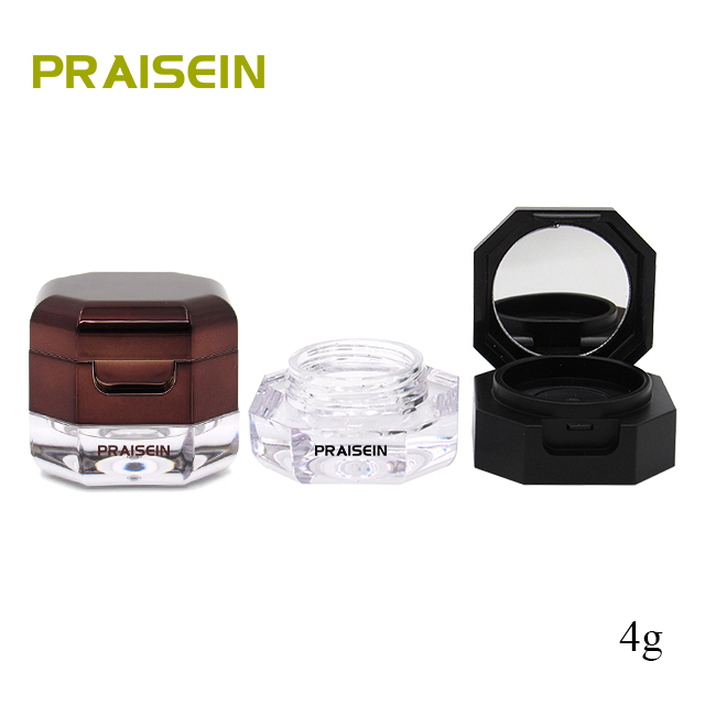 Plastic eyeliner container double layer plastic eyebrow pomade bottle with mirror plastic eyebrow powder jar