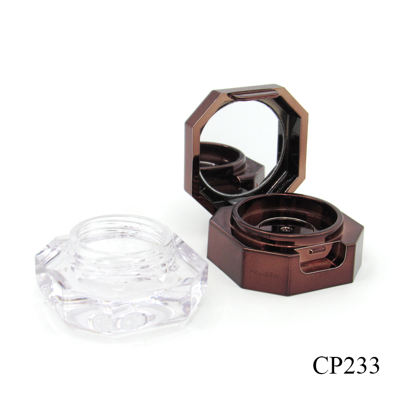 Plastic eyeliner container double layer plastic eyebrow pomade bottle with mirror plastic eyebrow powder jar