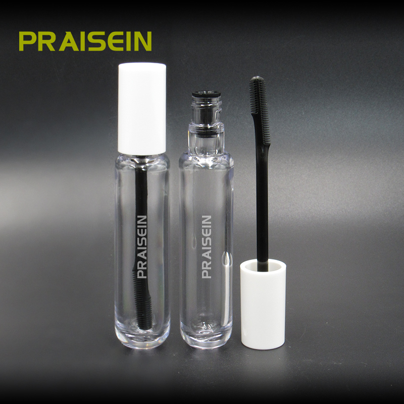 Cosmetic mascara tube packaged private brand round 8ml clear mascara tube with brush