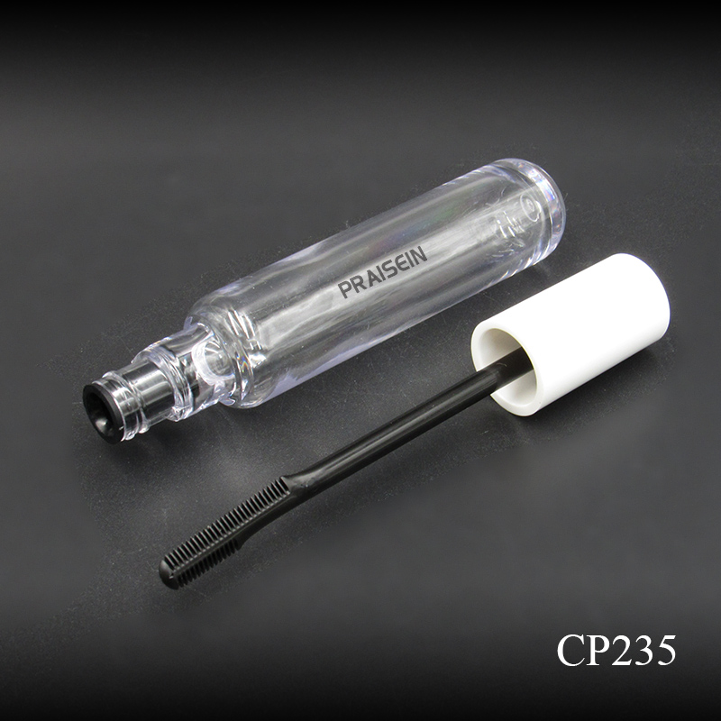 Cosmetic mascara tube packaged private brand round 8ml clear mascara tube with brush