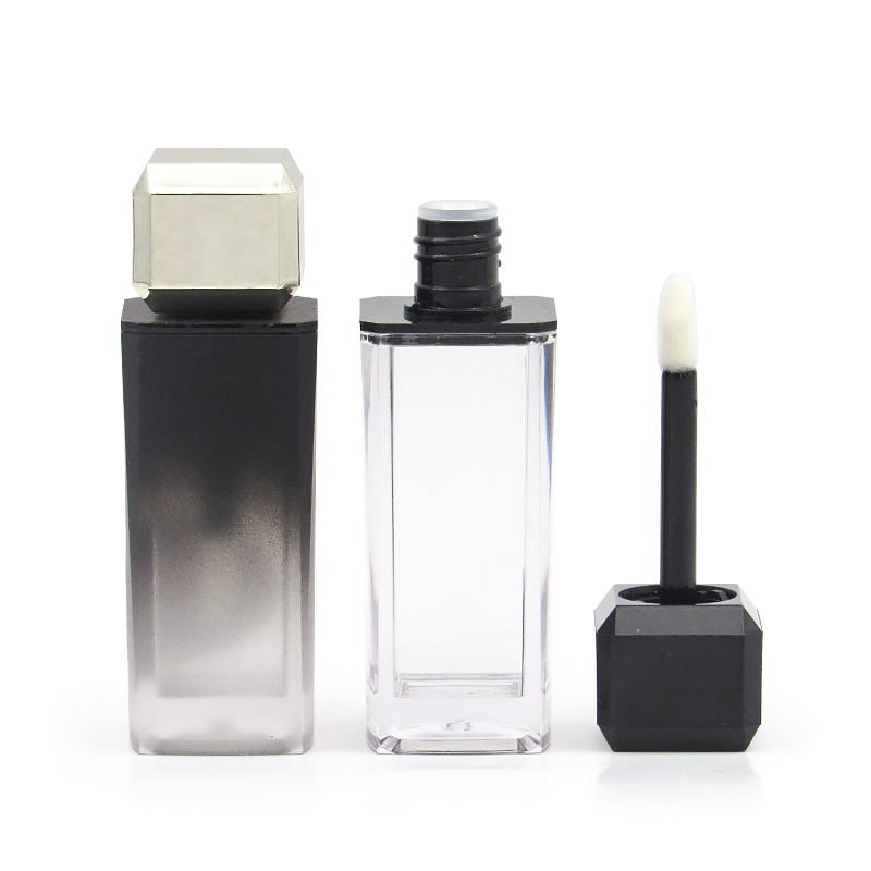 Customized cosmetics new design plastic square thick wall empty Clear lip gloss tube bottle container makeup packaging