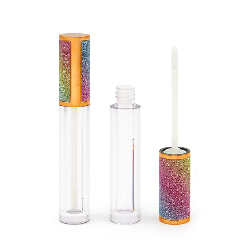 Rainbow mascara tube wholesale empty plastic mascara bottle with brush 6ml 7ml round lip gloss bottle packaging