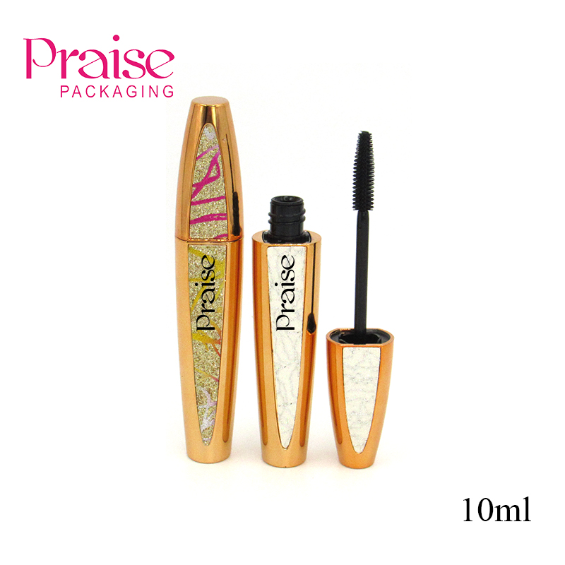 Chinese manufacturers 10ml gold plastic empty mascara tube, fashion cosmetics mascara packaging tube custom shell