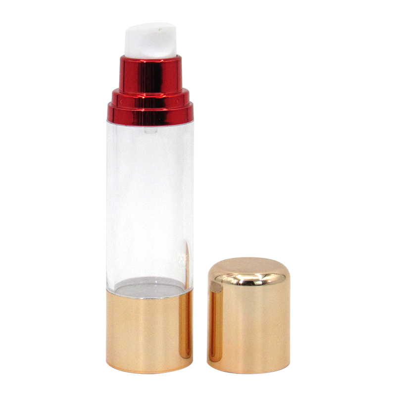 50ml round empty skin care essence bottle, plastic transparent lotion bottle with vacuum pump custom cosmetics packaging