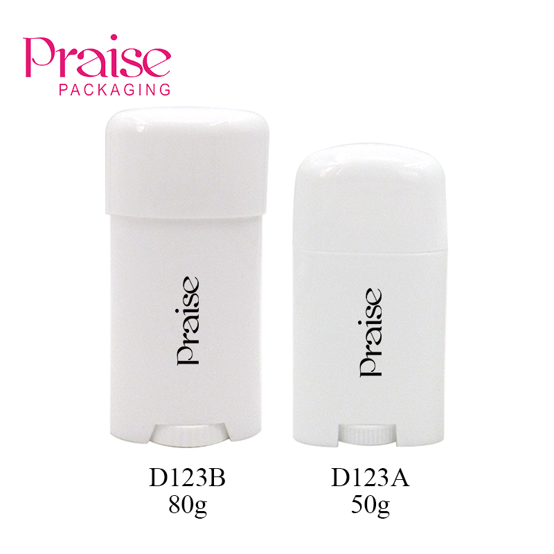 Factory supply cosmetic white stick shape deodorant container 50g/80g flat plastic empty sunscreen stick tube wholesale